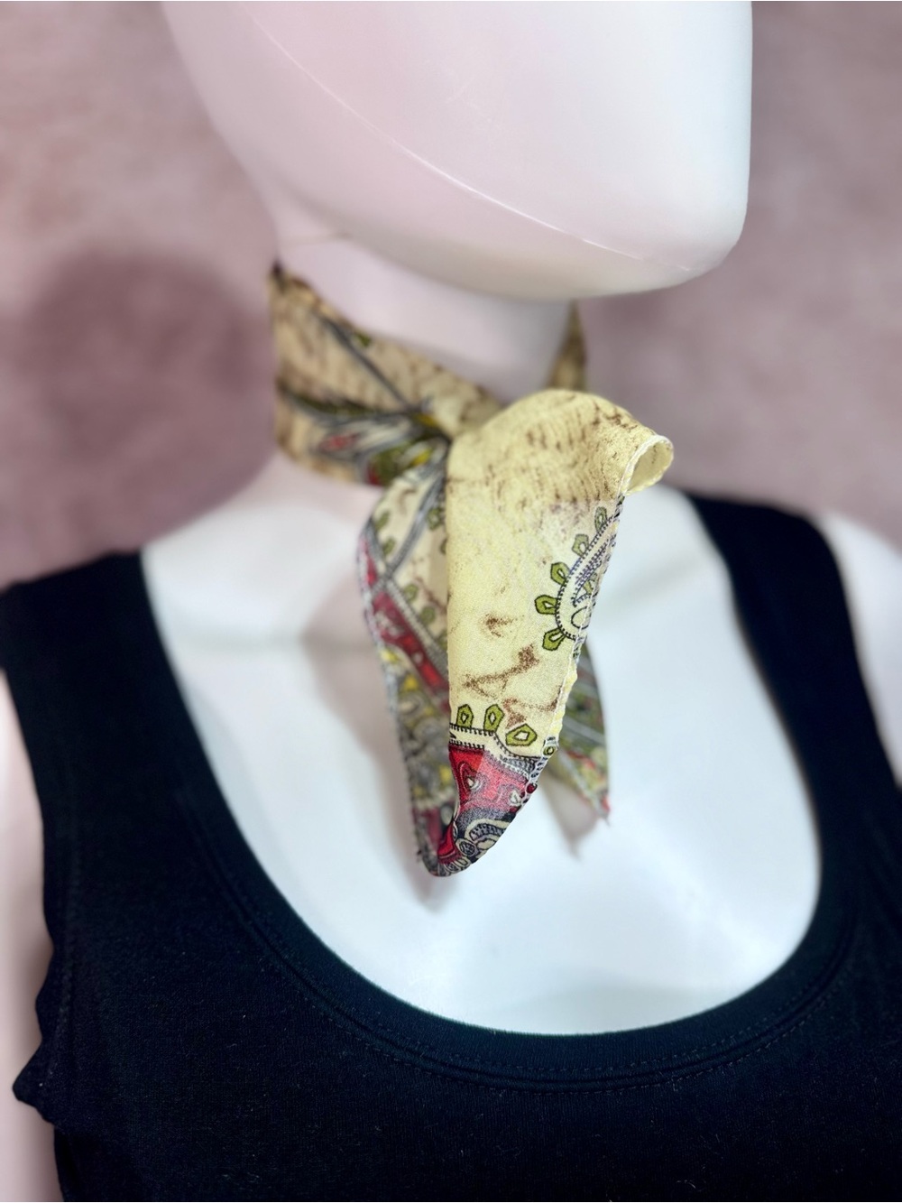 Vintage Square Silk Paisley Neck Scarf 18”x 18”